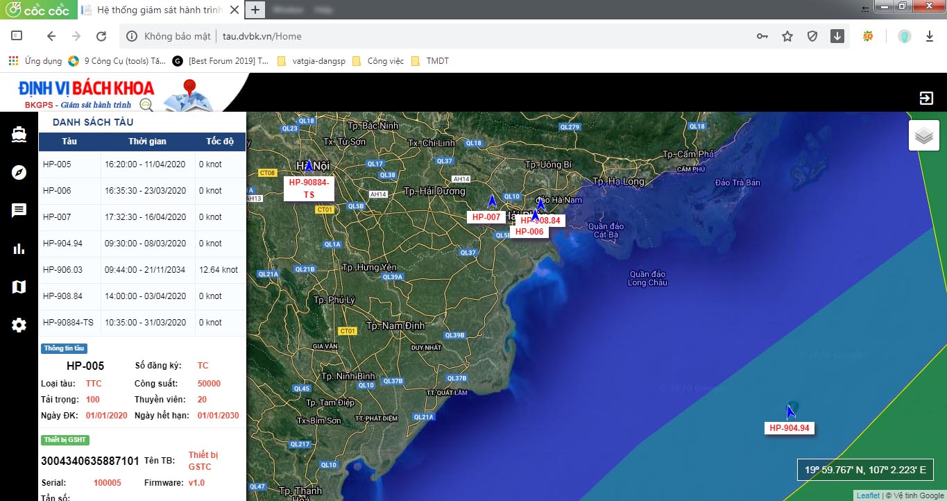 Hình ảnh tàu biển qua phần mềm GSHT